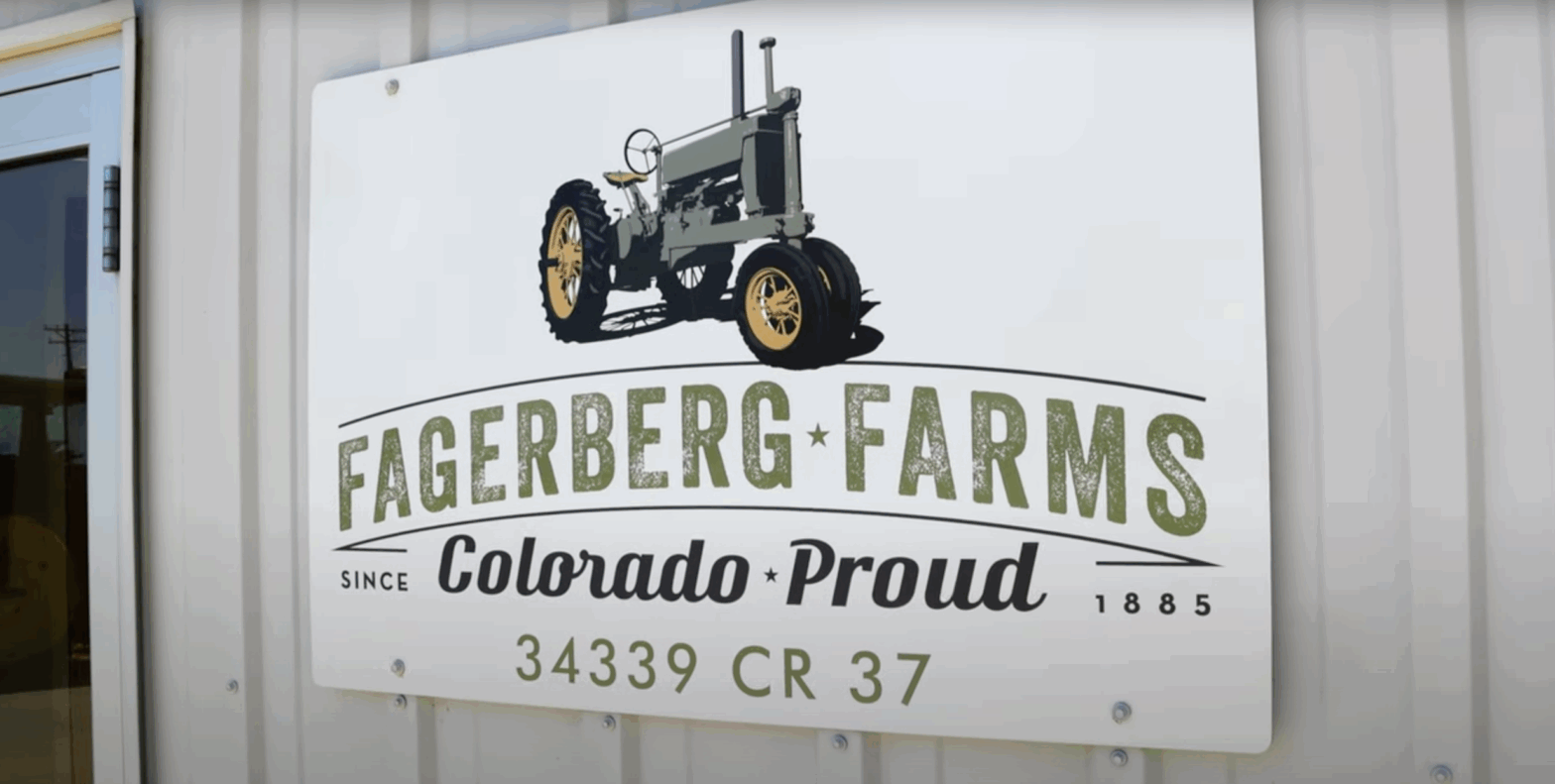 Fagerberg Farms sign outside of their Eaton facility.